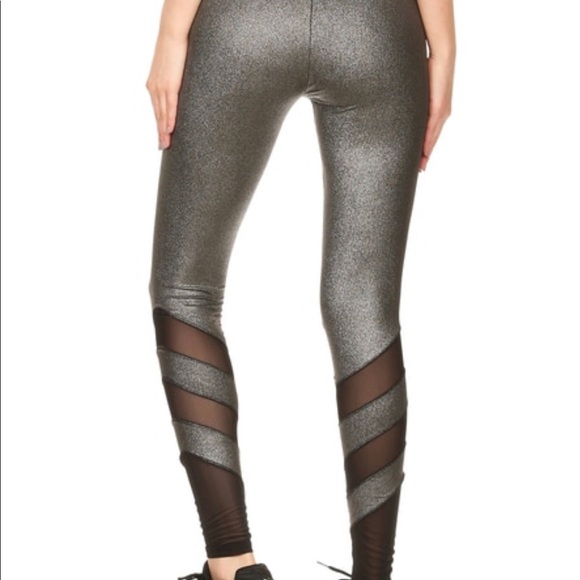 SILVER MESH SPORT LEGGINGS - Picture 1 of 4